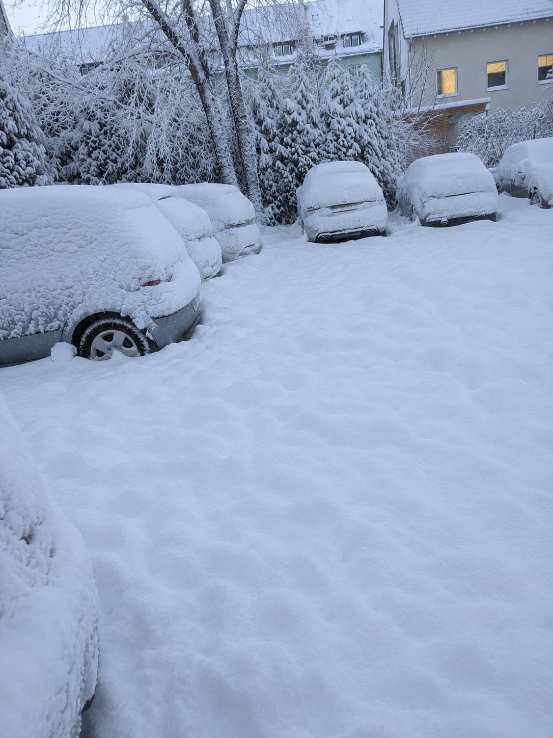Zufahrt nach starkem Schneefall, vorher